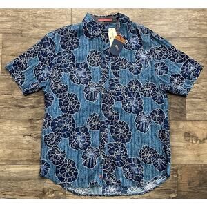 NWT NEW Tommy Bahama Size Medium Caldera Coast Camp Shirt Blue Hawaiian Floral